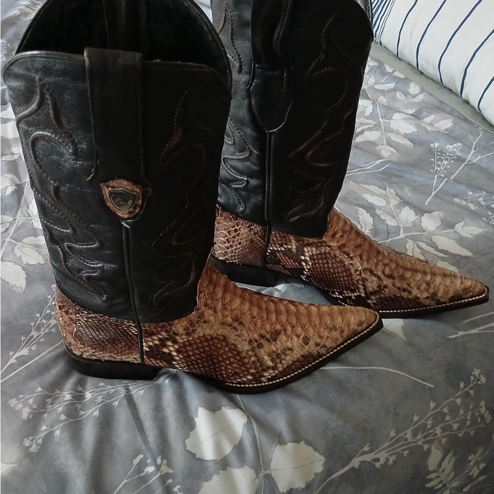Black and Brown Leather Cowboy Boots